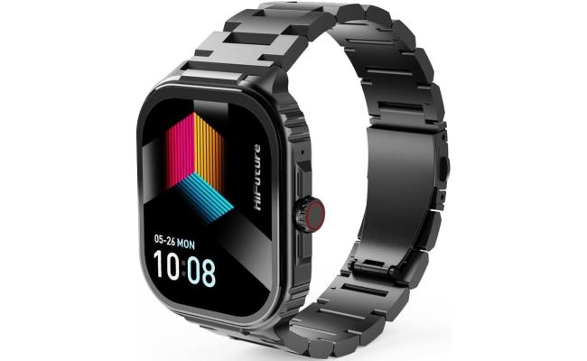HiFuture Ultra3 PRO Premium Stainless Steel Smart Calling Watch, 2.04 Inch AMOLED Display, IP68 Waterproof, Enhanced Monitoring, 100+ Sports Modes, Sleep Monitoring, 7 Days Battery - Black